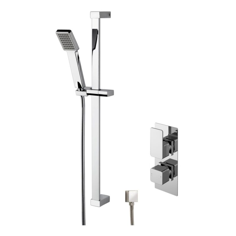 Nuie Windon Chrome Square Concealed Shower Set with Slide Rail Kit Nuie Windon Chrome Square Concealed Shower Set with Slide Rail Kit
