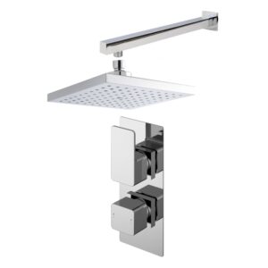 Nuie Windon Chrome Twin Thermostatic Concealed Shower, Fixed Head & Arm