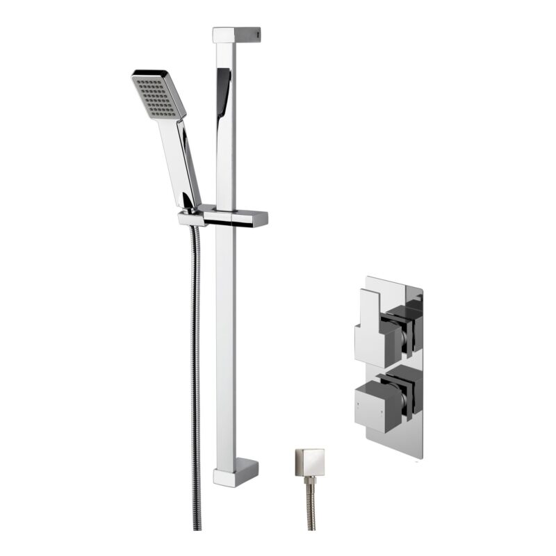 Nuie Sanford Chrome Twin Thermostatic Concealed Shower Valve & Slide Rail Kit Nuie Sanford Chrome Twin Thermostatic Concealed Shower Valve & Slide Rail Kit