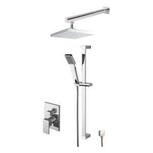 Nuie Windon Chrome Square Manual Concealed 2 Outlet Shower System