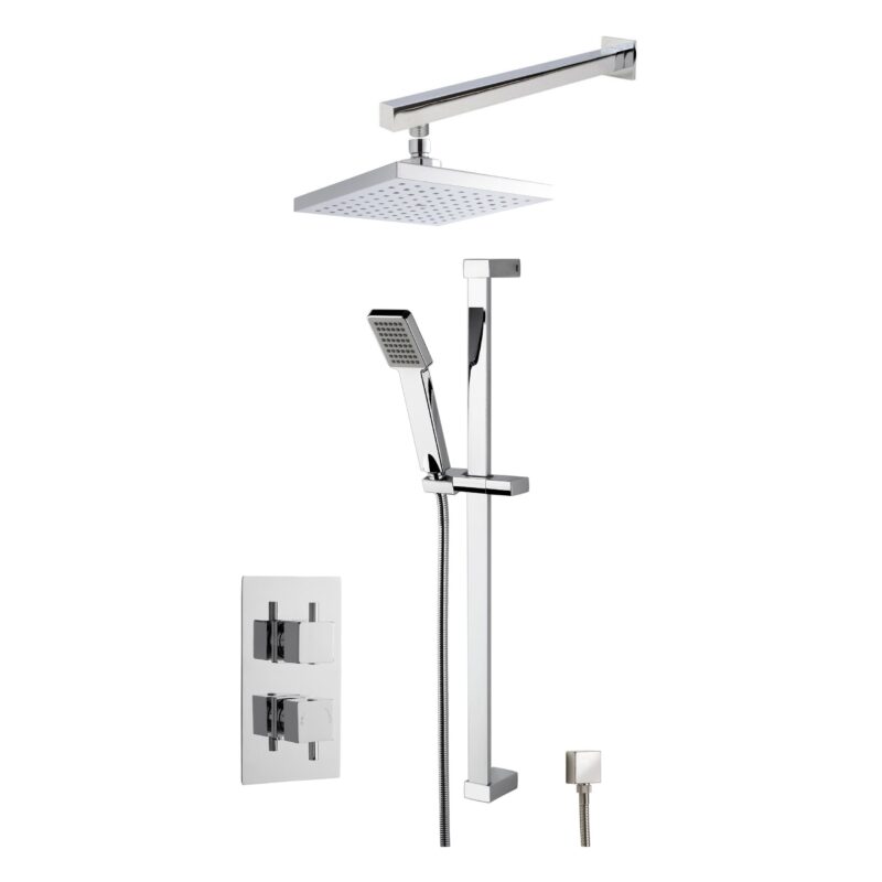 Nuie Chrome Twin Concealed Shower Set with Fixed Head & Slide Rail Kit Nuie Chrome Twin Concealed Shower Set with Fixed Head & Slide Rail Kit
