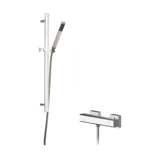 Nuie Windon Thermostatic Bar Shower Valve & Sheer Slide Rail Kit Chrome