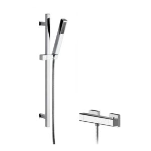 Nuie Windon Thermostatic Bar Shower Valve & Kubix Slide Rail Kit Chrome