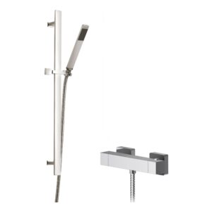 Nuie Sanford Thermostatic Bar Shower Valve & Sheer Slide Rail Kit Chrome
