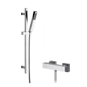 Nuie Sanford Thermostatic Bar Shower Valve & Kubix Slide Rail Kit Chrome