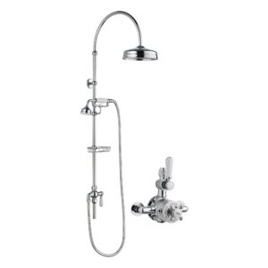 Nuie Traditional Twin Exposed Valve & Curved Rigid Riser Shower Kit
