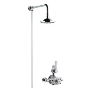 Nuie Traditional Twin Exposed Valve, Rigid Riser & Rainshower