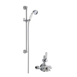 Nuie Chrome Traditional Twin Exposed Shower Valve & Slide Rail Kit