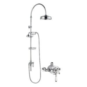 Nuie Traditional Dual Exposed Valve & Curved Rigid Riser Shower Kit