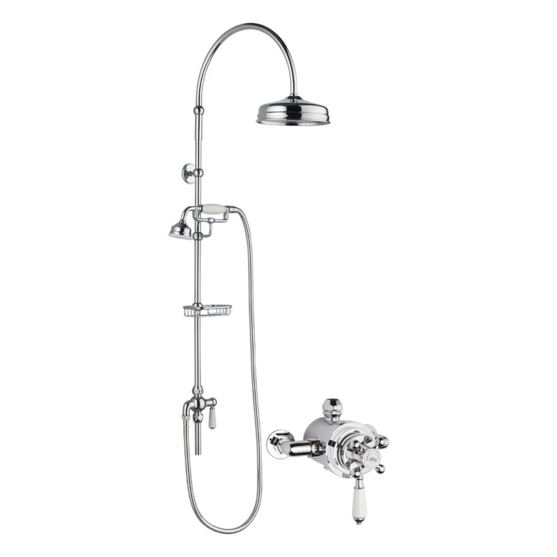 Nuie Traditional Dual Exposed Valve & Curved Rigid Riser Shower Kit Nuie Traditional Dual Exposed Valve & Curved Rigid Riser Shower Kit