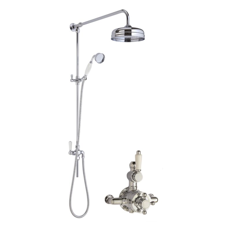 Nuie Traditional Twin Exposed Shower Kit with Fixed Head & Handset Nuie Traditional Twin Exposed Shower Kit with Fixed Head & Handset