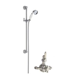 Nuie Traditional Twin Exposed Valve & Slide Rail Shower Kit