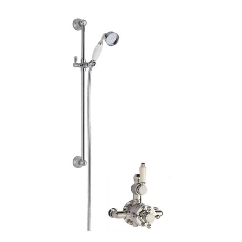 Nuie Traditional Twin Exposed Valve & Slide Rail Shower Kit Nuie Traditional Twin Exposed Valve & Slide Rail Shower Kit