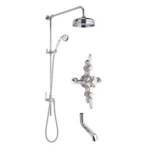 Nuie Traditional Triple Exposed Shower with Rigid Riser Kit & Bath Spout