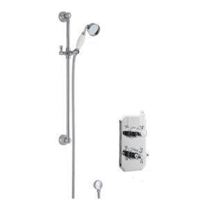 Nuie Victorian Twin Square Thermostatic Concealed Shower with Slide Rail Kit