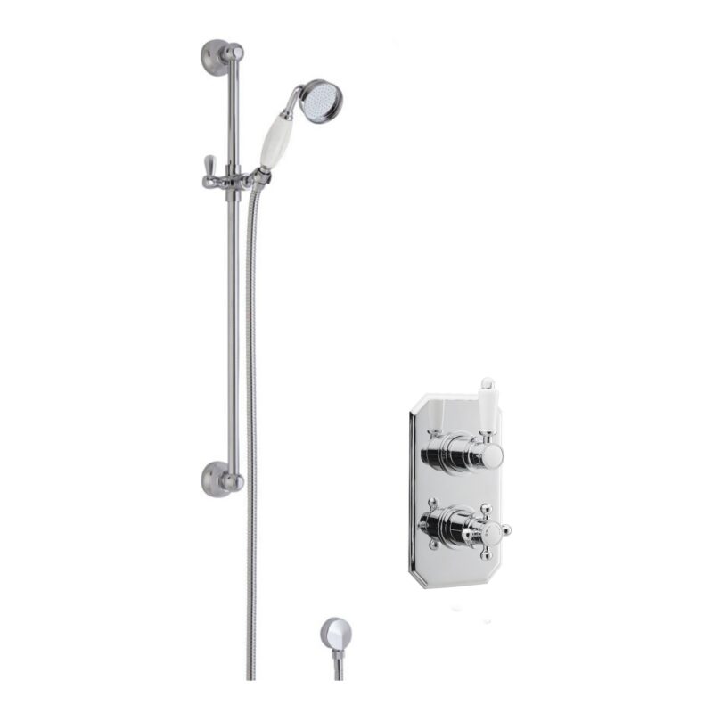 Nuie Victorian Twin Square Thermostatic Concealed Shower with Slide Rail Kit Nuie Victorian Twin Square Thermostatic Concealed Shower with Slide Rail Kit