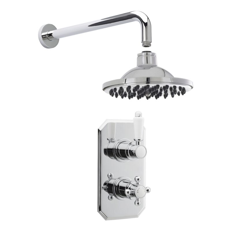 Nuie Victorian Twin Thermostatic Concealed Shower with Fixed Head & Arm Nuie Victorian Twin Thermostatic Concealed Shower with Fixed Head & Arm