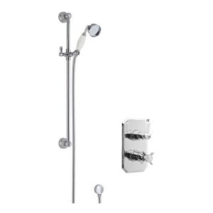 Nuie Edwardian Twin Thermostatic Concealed Shower Valve with Slide Rail Kit