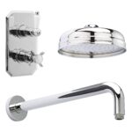 Nuie Edwardian Twin Thermostatic Valve with Fixed Head & Arm