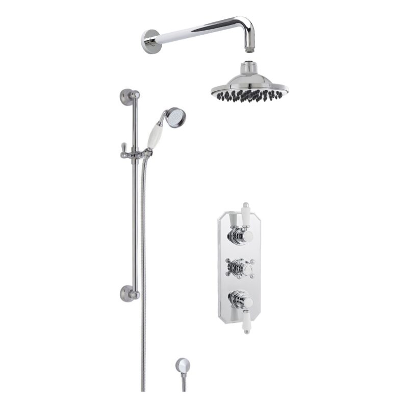 Nuie Victorian Triple Control Shower Set with Fixed Head & Slide Rail Kit Nuie Victorian Triple Control Shower Set with Fixed Head & Slide Rail Kit
