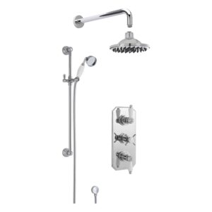 Nuie Edwardian Triple Control Shower Set with Fixed Head & Slide Rail Kit