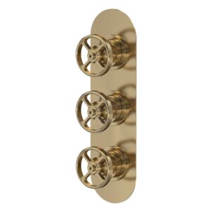 Nuie Revolution Brushed Brass Triple Concealed Shower Valve