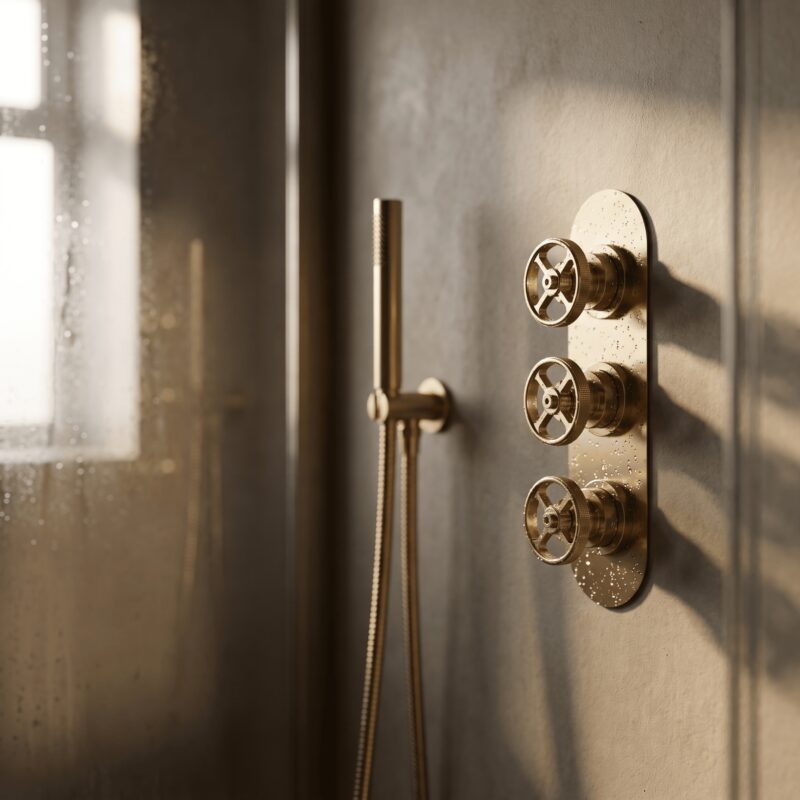 Nuie Revolution Brushed Brass Triple Concealed Shower Valve