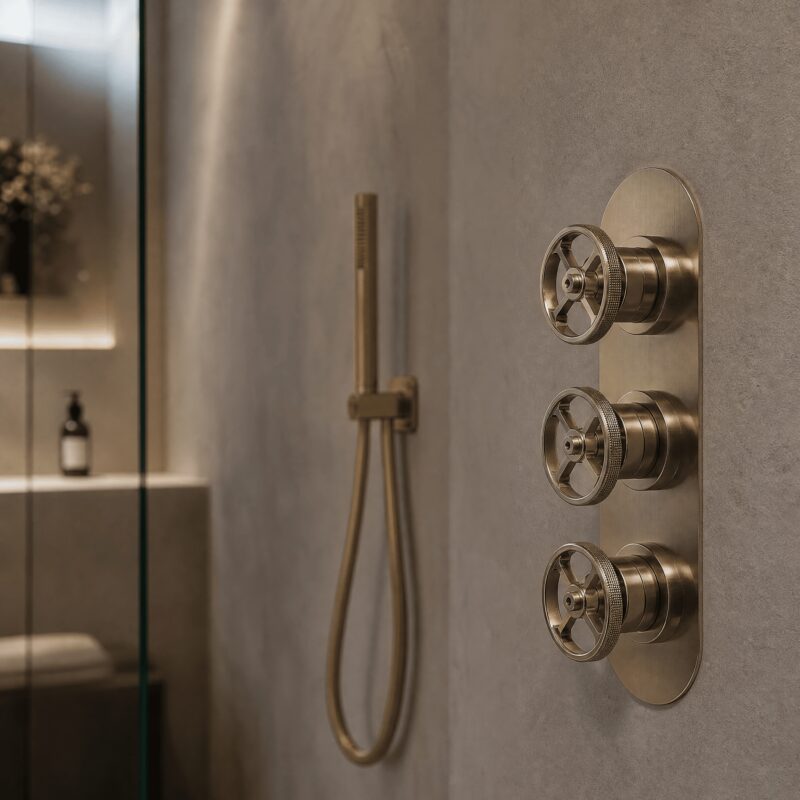 Nuie Revolution Brushed Brass Triple Concealed Shower Valve