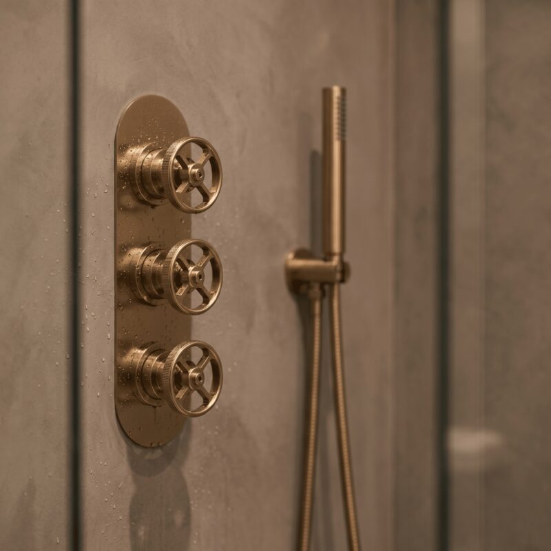Nuie Revolution Brushed Brass Triple Concealed Shower Valve