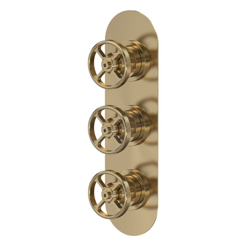 Nuie Revolution Brushed Brass Triple Control Shower Valve with Diverter Nuie Revolution Brushed Brass Triple Control Shower Valve with Diverter