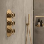Nuie Revolution Brushed Brass Triple Control Shower Valve with Diverter