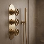 Nuie Revolution Brushed Brass Triple Control Shower Valve with Diverter
