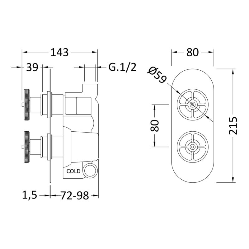 Nuie Revolution Chrome Dual Control Shower Valve with Diverter