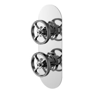 Nuie Revolution Industrial Chrome Concealed Twin 3-Way Shower Valve