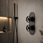 Nuie Revolution Industrial Matt Black Concealed Twin 3-Way Shower Valve