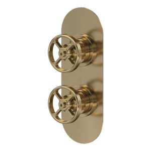 Nuie Revolution Industrial Brushed Brass Concealed Twin 3-Way Diverter Valve
