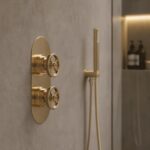 Nuie Revolution Industrial Brushed Brass Concealed Twin 3-Way Diverter Valve