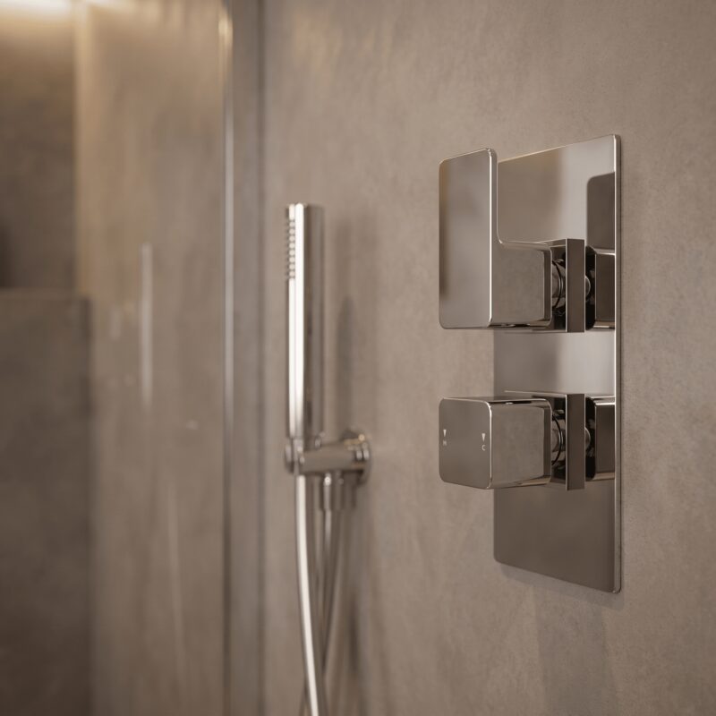 Nuie Windon Chrome Concealed Thermostatic Twin 3-Way Shower Valve
