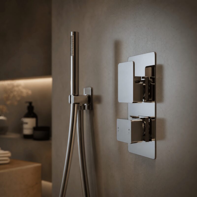 Nuie Windon Chrome Concealed Thermostatic Twin 3-Way Shower Valve
