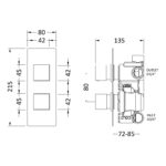 Nuie Windon Chrome Concealed Thermostatic Twin 3-Way Shower Valve