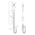 Nuie Aztec Brushed Pewter Slide Rail Shower Kit