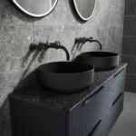 Nuie Revolution Matt Black Wall Basin Mixer
