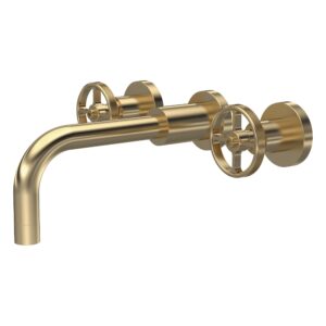 Nuie Revolution Brushed Brass Wall Basin Mixer