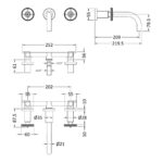 Nuie Revolution Brushed Brass Wall Basin Mixer