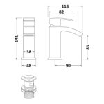 Nuie Vibe Matt Black Mono Basin Mixer with Waste