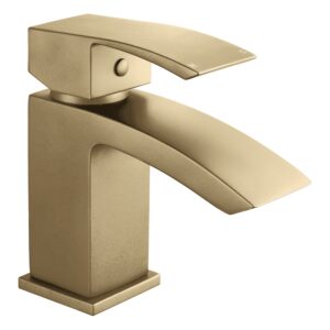Nuie Vibe Brushed Brass Mono Basin Mixer with Waste