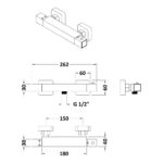 Nuie Chrome Square Thermostatic Bar Shower Valve