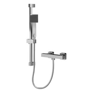 Nuie Chrome Square Bar Shower Valve & Slide Rail Kit