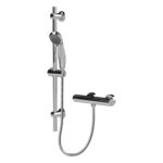 Nuie Chrome Round Bar Shower Valve & Slide Rail Kit