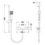 Nuie Matt Black Square Bar Shower Valve & Slide Rail Kit